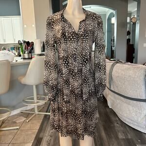 Romantic Fairycore BCBG Max Azria Brown Sheer Long Sleeve Dot Print Dress Large
